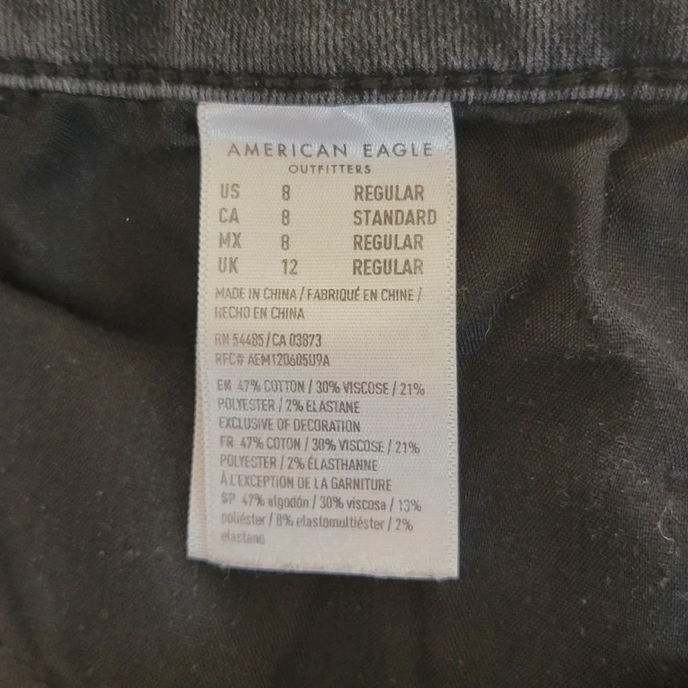 AE 8 American Eagle Skinny Jeans Black Wash Hi Rise Jeggings Next Level Stretch